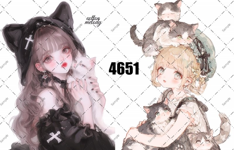 original sticker no.4651 人物ステッカー オリジナルステッカー オリジナル人物ステッカー 装飾ステッカー cotton melody - 貼紙 - 紙 