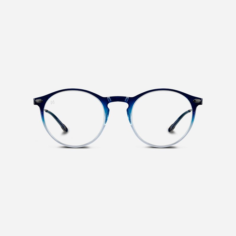French Nooz anti-blue light flat glasses portable type (transparent type) oval two-color gradient blue transparent - กรอบแว่นตา - วัสดุอื่นๆ สีน้ำเงิน