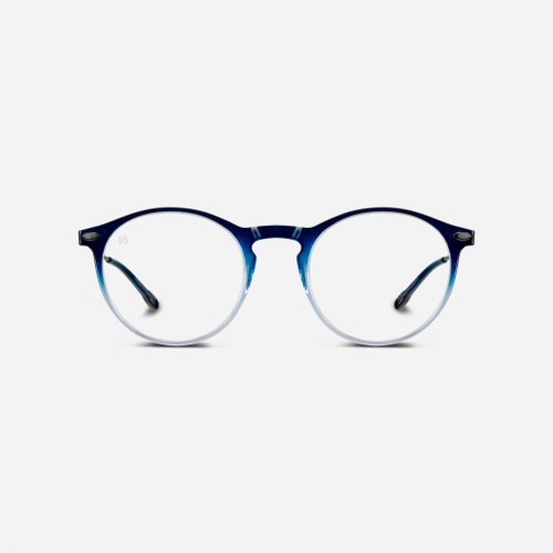 NOOZ OPTICS 法國眼鏡旗艦店 法國Nooz抗藍光平光眼鏡鏡腳便攜款(透明款)橢圓雙色漸變藍色透明
