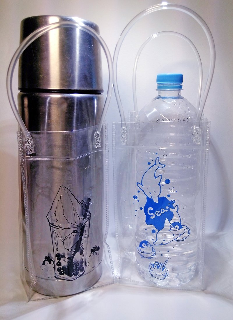 兩入組福袋  飲料杯提袋/環保防水/水壺袋/雨傘 - 飲料提袋/杯袋/杯套 - 塑膠 透明