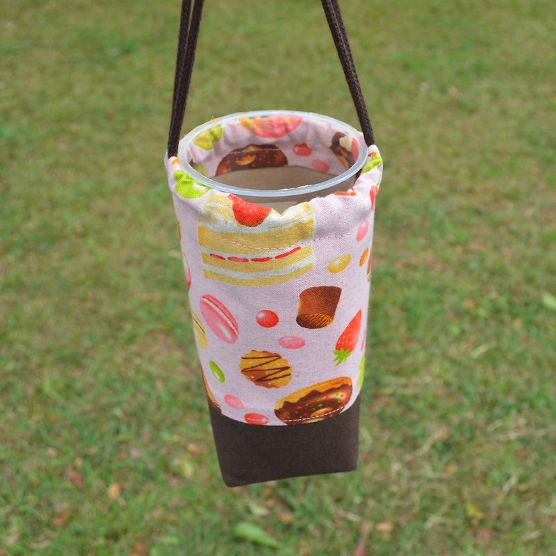 我的甜點束口環保杯袋 飲料提袋 保溫瓶提袋 手作 帆布 方便 - 杯袋/飲料提袋 - 棉．麻 多色