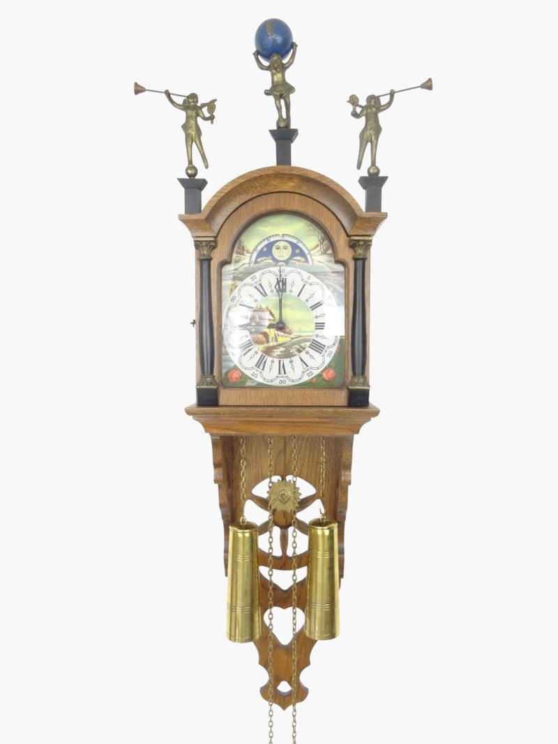 Antique Vintage Friesian Dutch Wall Clock 8 day (Warmink Wuba era) - 時鐘/鬧鐘 - 木頭 咖啡色