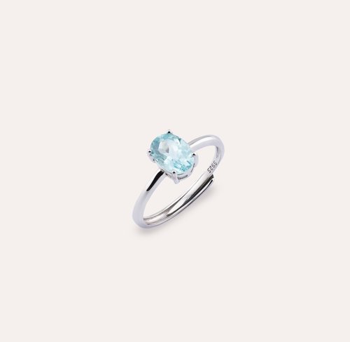 安珠 AND JEWEL 每天配戴的天然寶石 安珠 磷灰石 藍色 橢圓 5*7mm 戒指 經典系列 Oval 寶石銀飾 AND