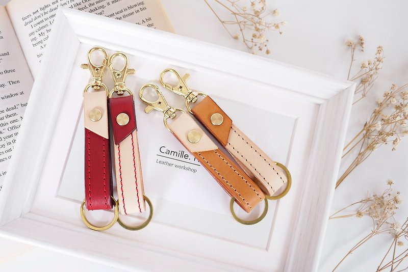 Color Keychain Gift Valentine's Day Graduation - Keychains - Genuine Leather Red