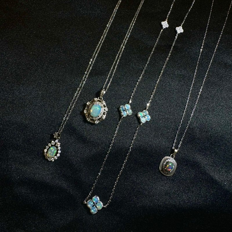 Nuwn。女巫魔法盒 s925 Opal 水歐泊 蛋白石 歐泊 項鏈 - 項鍊 - 寶石 多色