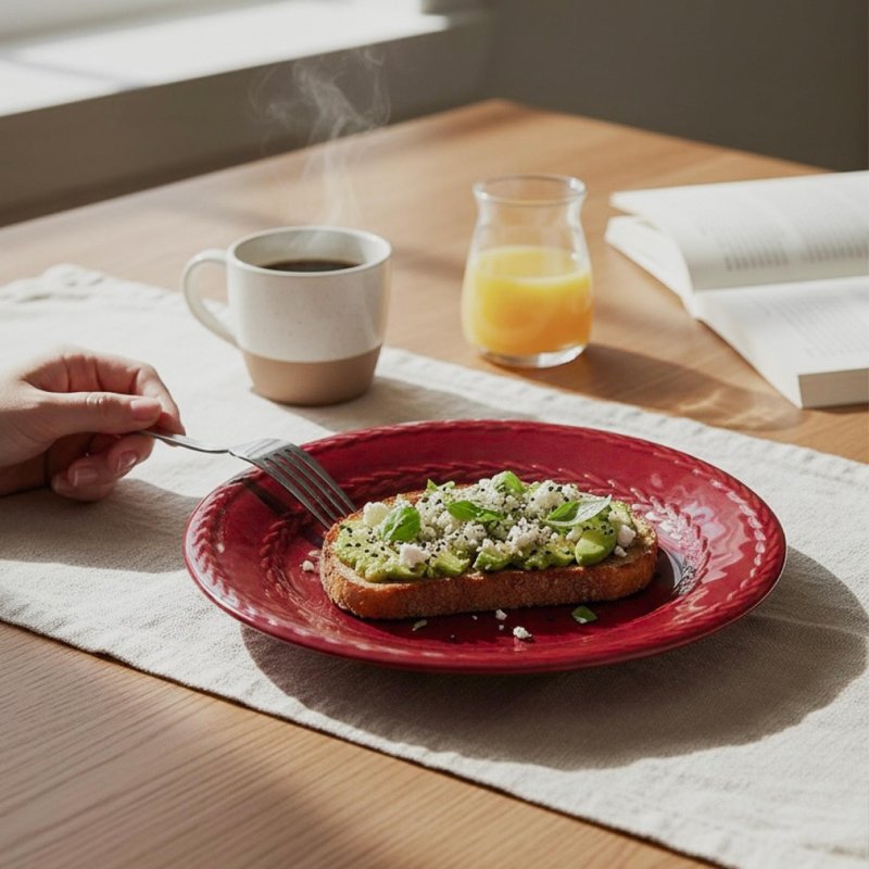 【陶瓷盤】酒紅編織盤-為日常餐桌加一點成熟的溫度 - 咖啡杯/馬克杯 - 瓷 