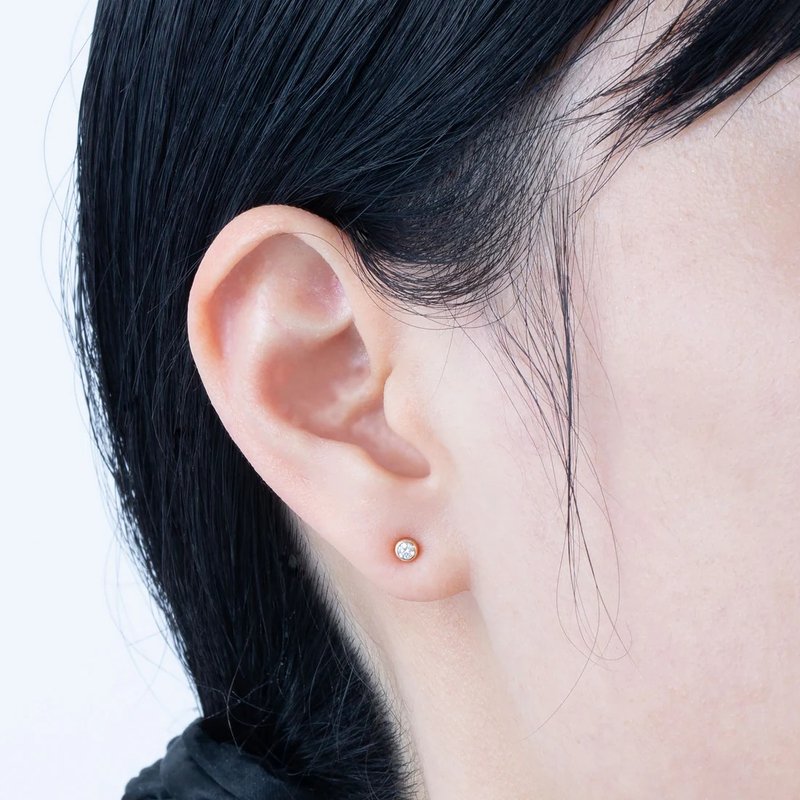 Japanese MONATELIER | K10 (gold) natural diamond earrings [Dale] - ต่างหู - เพชร สีทอง