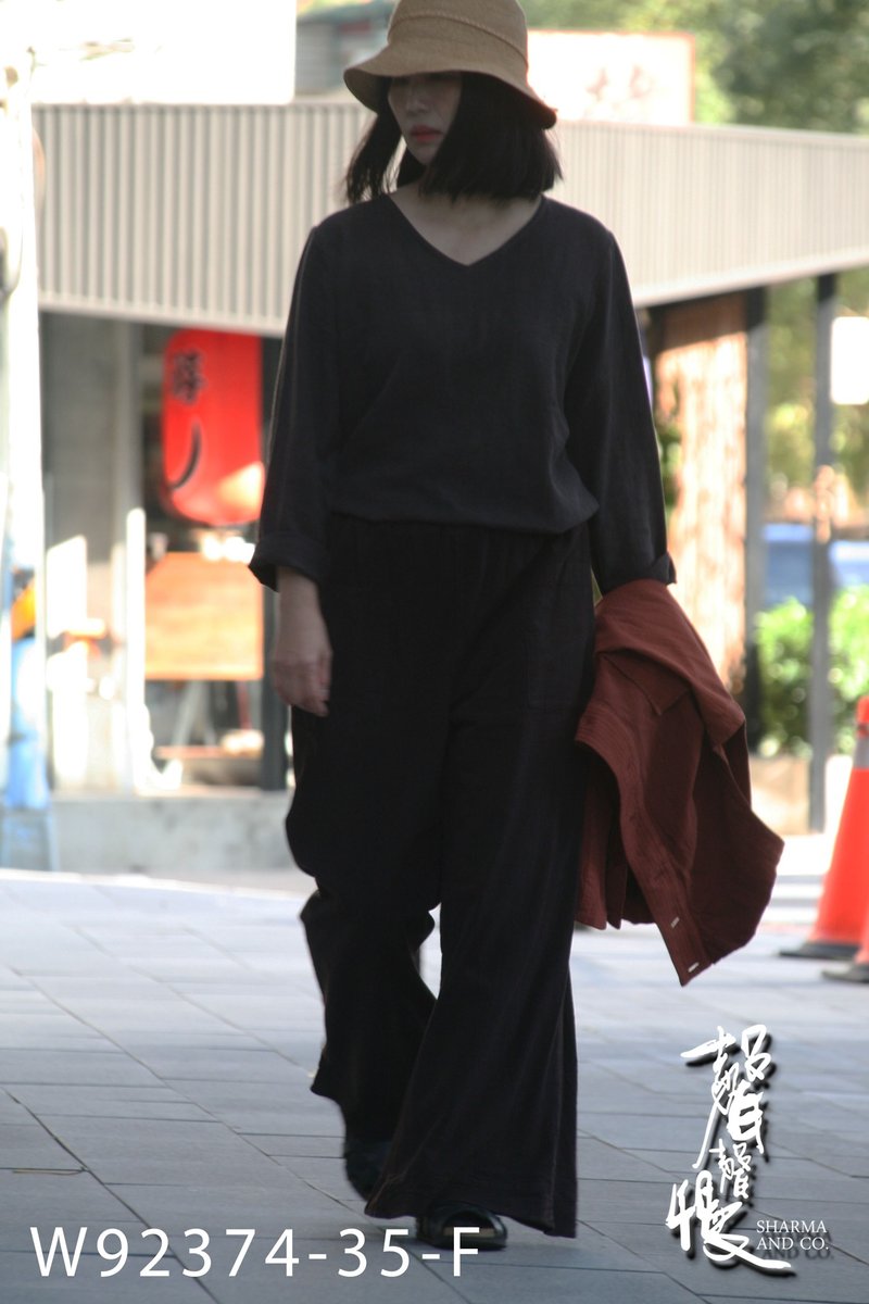 【Slow voice】Double-layer hem ruffled pants inside - Women's Pants - Cotton & Hemp Multicolor