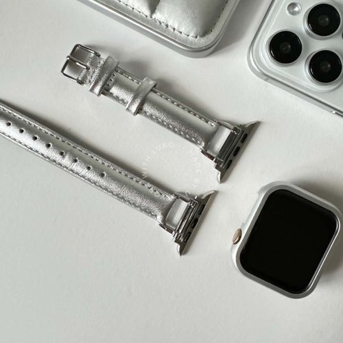 LUKO.Store Apple Watch | 訂製感 | 正銀色極簡軟真皮錶帶