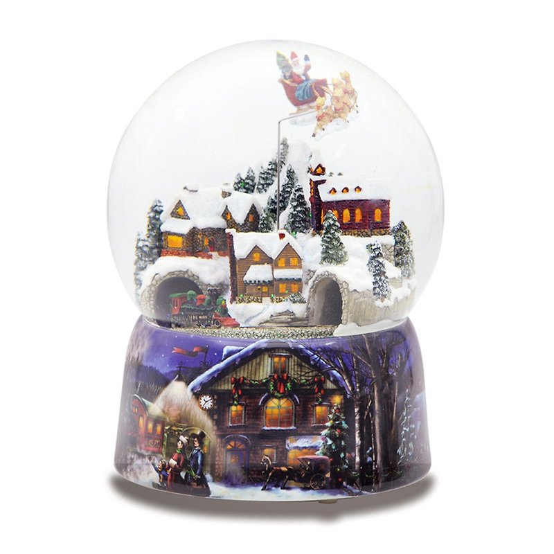 Flying Santa Claus Crystal Ball Music Box Christmas Gift Exchange Gift Healing Train Crossing the Cave - Items for Display - Pottery 