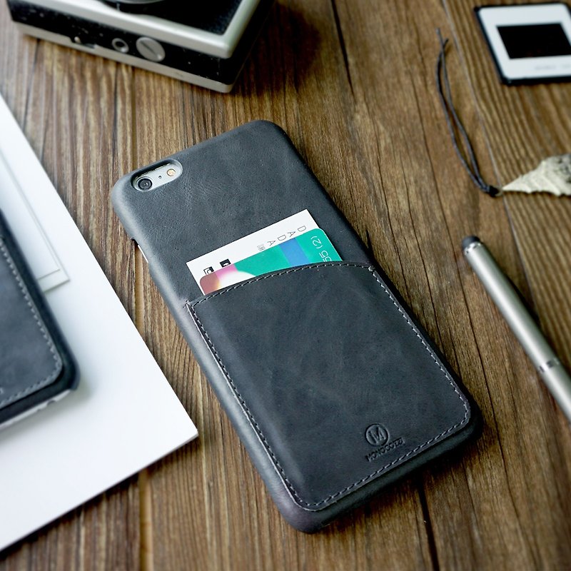 EXQUISITE | Leather Phone Case-IPHONE 6/6S PLUS-Charcoal Grey - เคส/ซองมือถือ - กระดาษ สีดำ