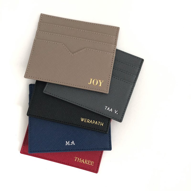Personalized Leather Card Holder - Monogram Card Holder - Wallets - Genuine Leather Black