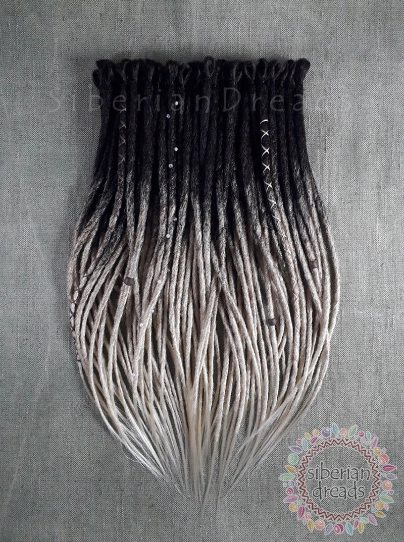 Classic Dark brown Natural blonde Crochet Dreadlocks / Smooth Ombre Dreads - 髮夾/髮圈 - 其他材質 金色