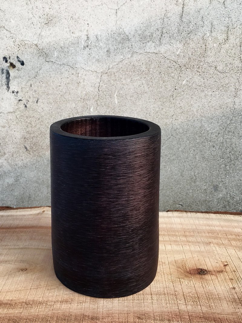 植立方絲紋筒 - 花瓶/陶器 - 竹 黑色