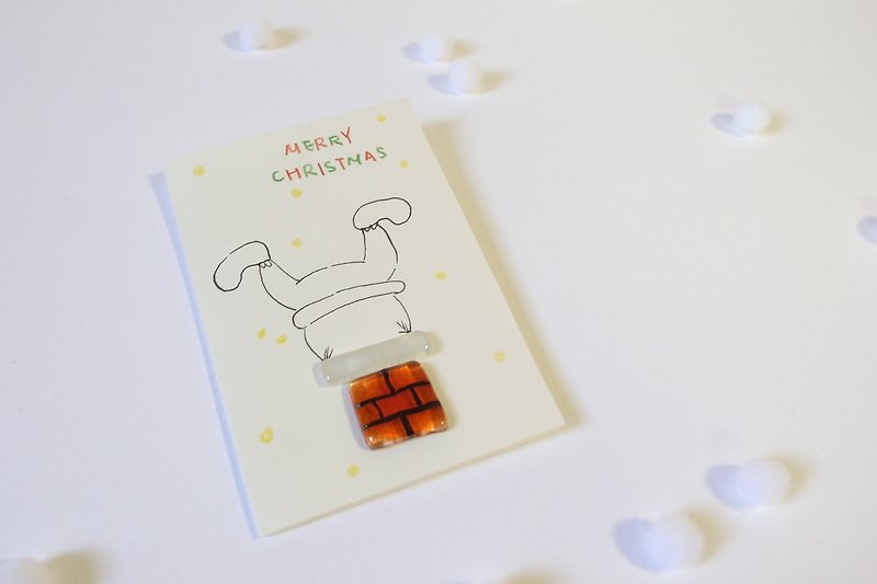 Highlight Come Again - Santa Chimney Glass Small Card - Cards & Postcards - Paper Red