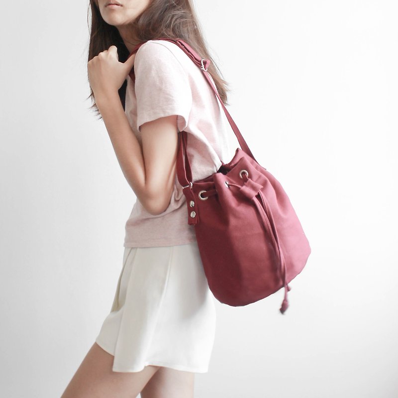 Red Bucket Bag - Messenger Bags & Sling Bags - Other Materials Red