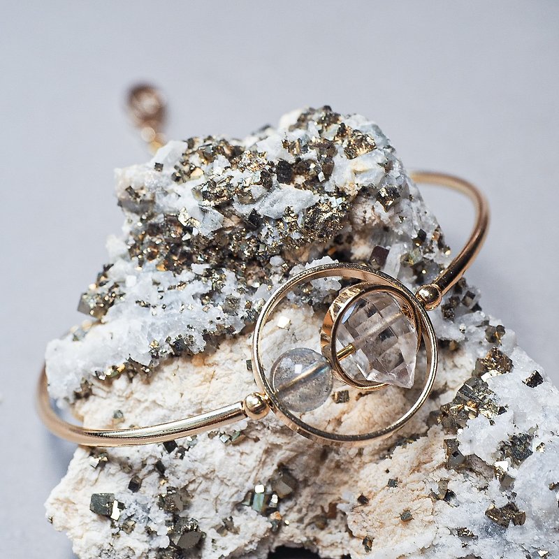 Herkimer Diamond  &  Labradorite  Bracelet - Bracelets - Gemstone Silver