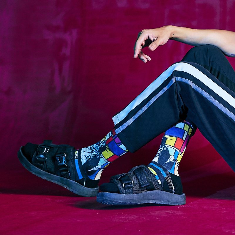 【紐約系列】Liberty籃球滑板潮流彩虹印花運動襪 男女情侶 - 襪子 - 聚酯纖維 多色