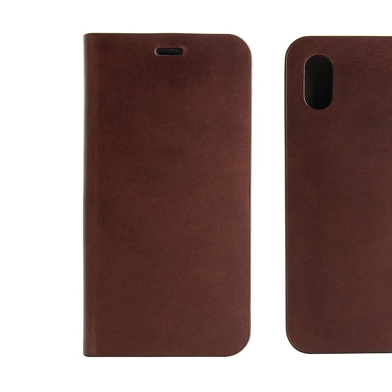 BEFINE iPhone X TASCA Premiun leather side lift case - dark brown (8809402594375) - Phone Cases - Genuine Leather Brown