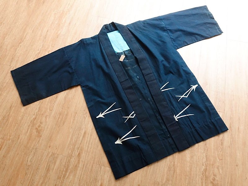 Vintage Kimono / Festival Service no.73 - เสื้อโค้ทผู้ชาย - ผ้าฝ้าย/ผ้าลินิน สีน้ำเงิน