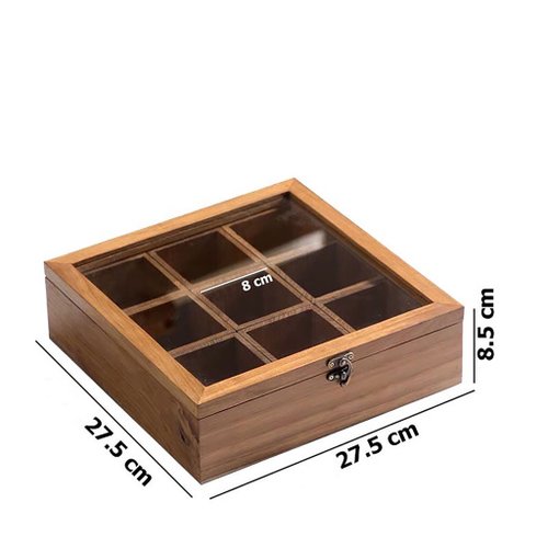 9コンパートメントジュエリーボックス、木箱、ふた付き木箱ちいさな箱 - ショップ Leelyn 収納用品 - Pinkoi