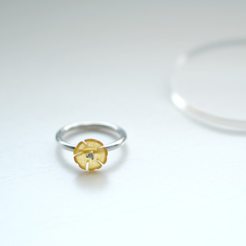 黄色の翡翠 イエロー フラワー リング シルバー925 - 戒指 - 其他金屬 黃色