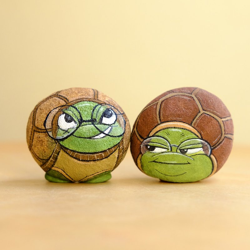 Turtle stone painting.handmade gift doll stone. - Items for Display - Stone Brown