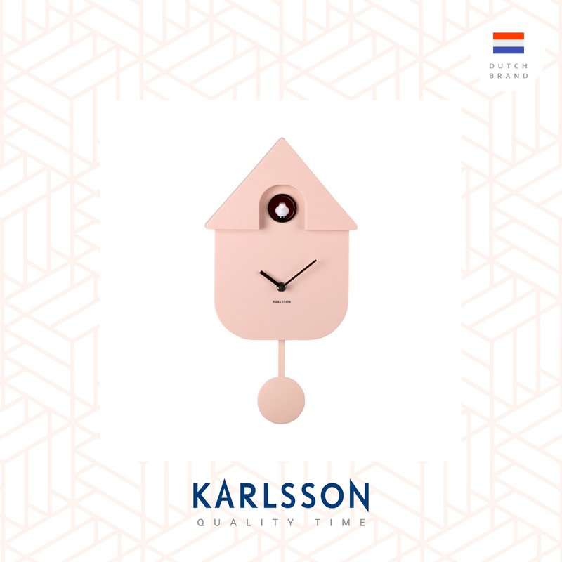 荷蘭Karlsson, Modern Cuckoo 粉紅色搖擺布谷鳥掛鐘 (整點報時) - 時鐘/鬧鐘 - 塑膠 粉紅色