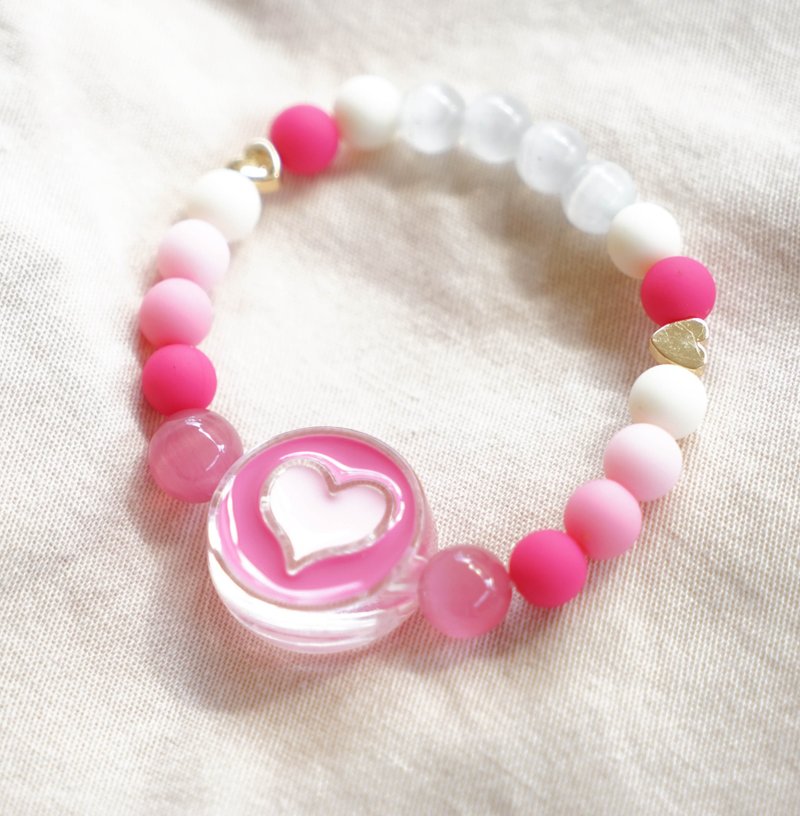 Lover bracelet - Pink cat's eye and pink rhodonite - Bracelets - Stone Pink