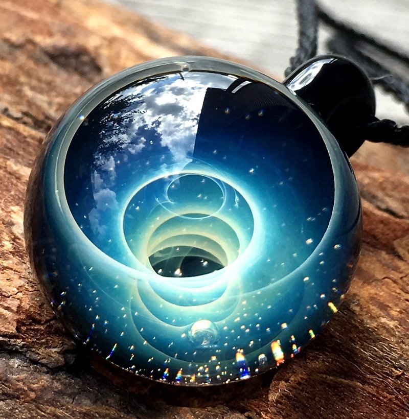 boroccus  Mystery  A galaxy  A nebula  The solid design  Thermal glass  Pendant. - Necklaces - Glass Blue
