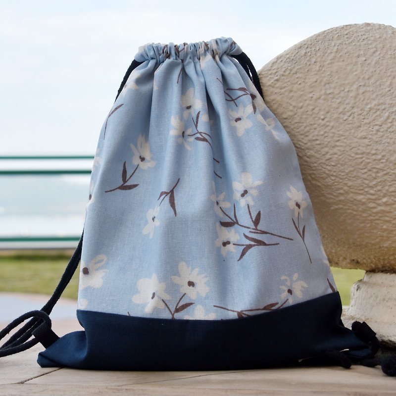 Silverbreeze~ Bundle Back Backpack ~ (B119) - Drawstring Bags - Cotton & Hemp Blue
