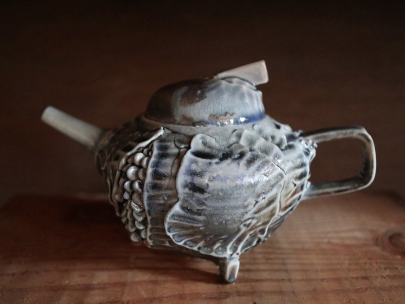 雲鱗三足柴燒壺_p1 - 茶壺/茶杯/茶具 - 瓷 藍色