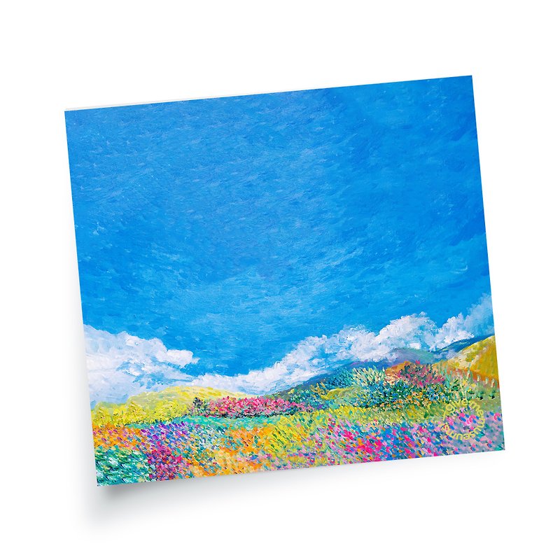 Notepad - Flowerfiled - กระดาษโน้ต - กระดาษ สีน้ำเงิน