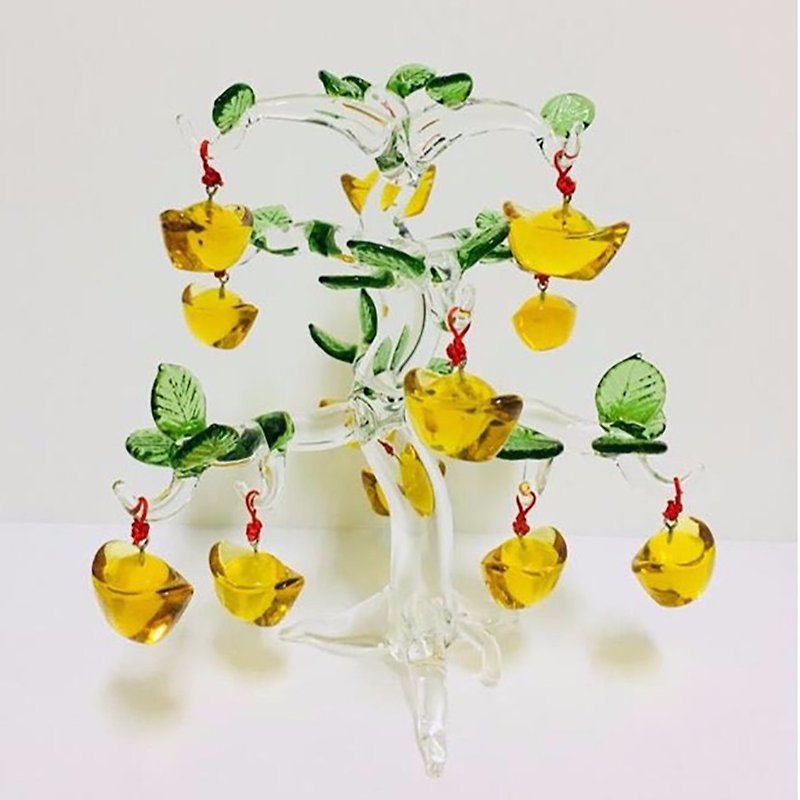 Crystal Glass Lucky Fortune Tree Ingot Tree - ของวางตกแต่ง - แก้ว 