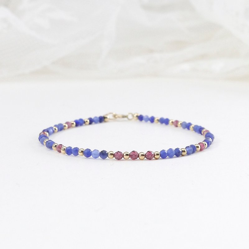 Stone Sapphire American 14KGF Extra Fine Natural Stone Bracelet - Bracelets - Crystal 