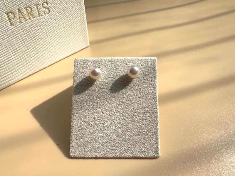 14KGF天然淡水珍珠極光耳釘 獨立原創手作 自然主義 聖誕禮物 - 耳環/耳夾/耳骨夾 - 珍珠 