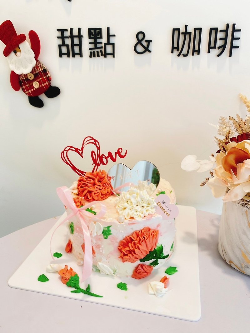 Sincere emotional cakes and desserts, customized hand-painted floral cakes can be delivered at home - เค้กและของหวาน - วัสดุอื่นๆ 