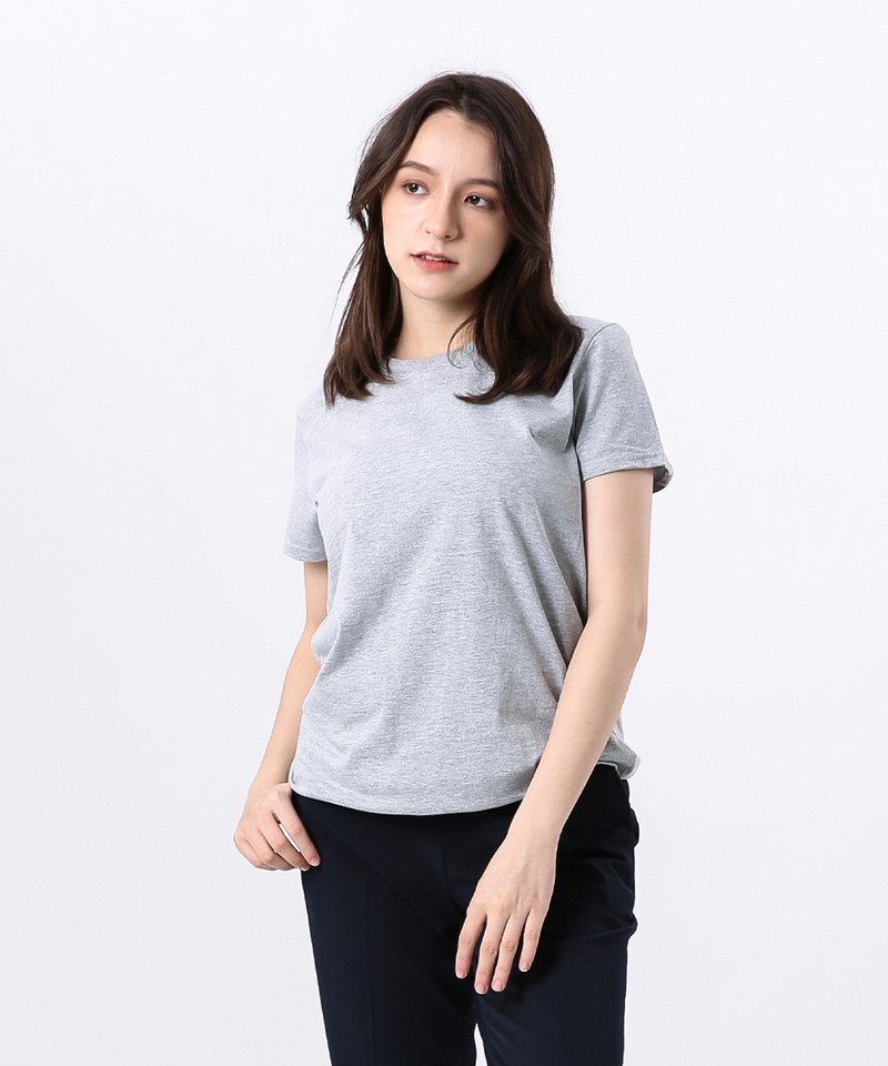 Woman's Slim Fit T-Shirt (Grey) - เสื้อยืดผู้หญิง - ผ้าฝ้าย/ผ้าลินิน สีเทา