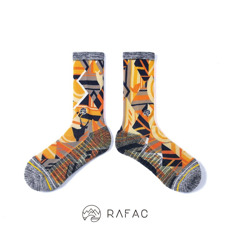 快速出貨#RAFAC時髦運動中筒襪  _ 幾何 - 襪子 - 環保材質 橘色