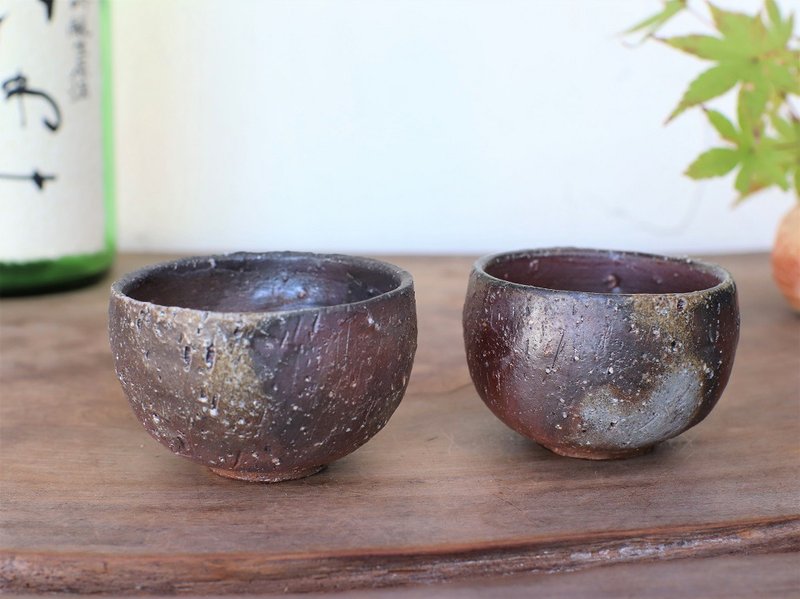 備前焼 ぐい呑み(2個セット)　gi-328 - 酒杯/酒器 - 陶 咖啡色