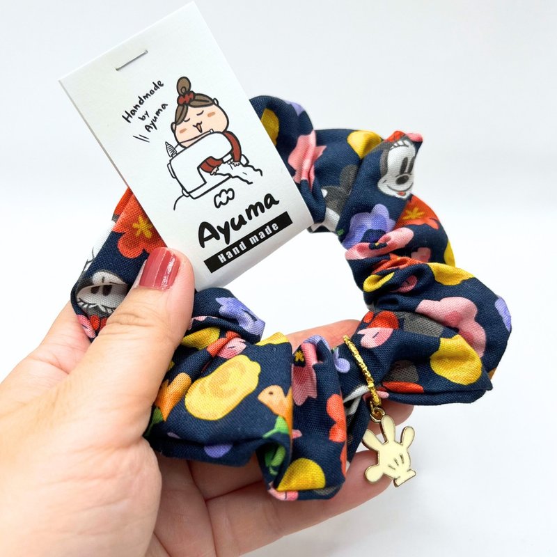 Handmade super elastic hair band white glove charm - เครื่องประดับผม - ผ้าฝ้าย/ผ้าลินิน สีน้ำเงิน