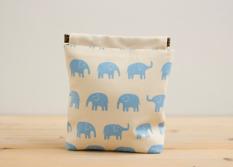 Charger case, Cosmetic pouch, Ditty bag, Make-up Case, Travel pouch / Blue elephants - Toiletry Bags & Pouches - Cotton & Hemp Blue