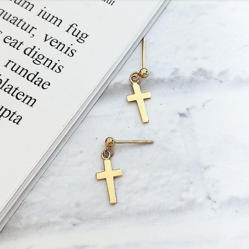 DoriAN faith cross 925 sterling silver 18K gold earrings with sterling silver guarantee card exquisite gift packaging