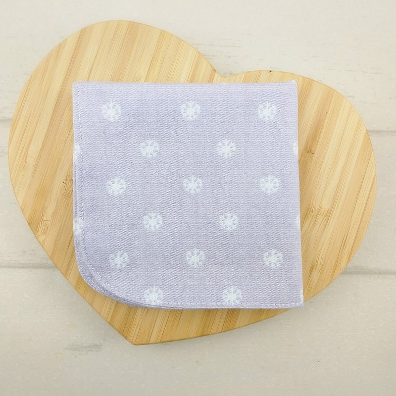 Snowflakes on lilac background. Double-sided cotton handkerchief (name can be embroidered)