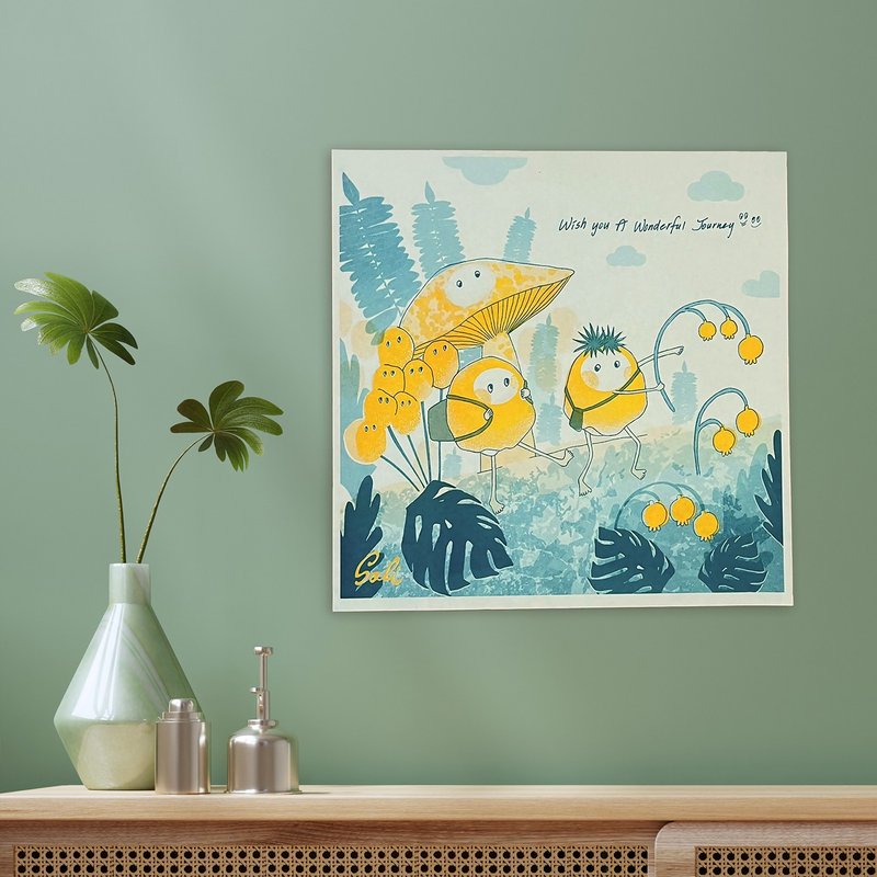 沙粒默-走到森林去-海報30x30cm-Risograph孔版印刷 - 海報/掛畫/掛布 - 紙 綠色