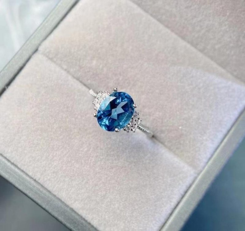 London blue topaz ring, Natural London Blue Topaz, Topaz Silver Ring - แหวนทั่วไป - เงินแท้ 