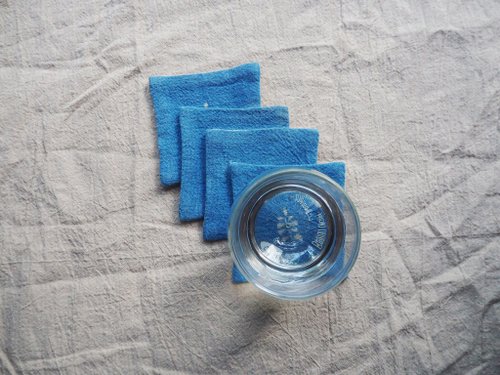 Sea wave | Indigo fabric coasters | set of 4