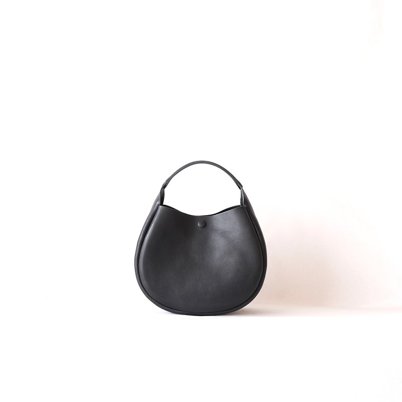 One-handle mini tote [holly] Black All hand-stitched - Handbags & Totes - Genuine Leather Black