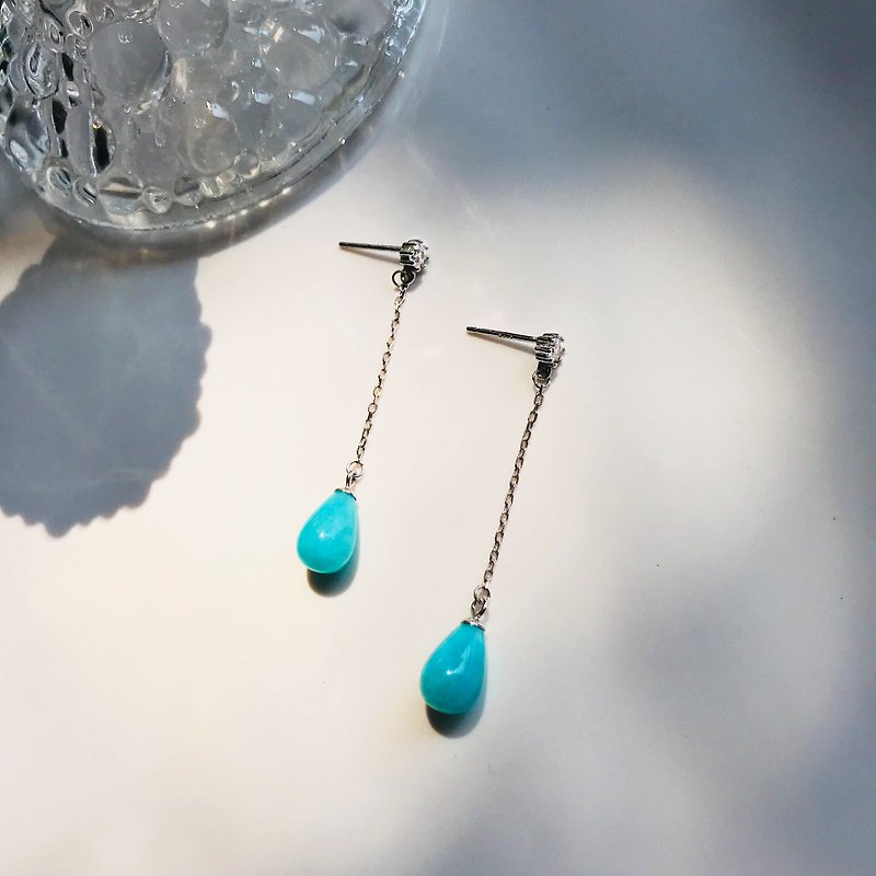 Tianhe Stone Earrings / Dangling Earrings • Hand-Cut | Natural Stone Series • With Gift Wrap - Earrings & Clip-ons - Jade Blue