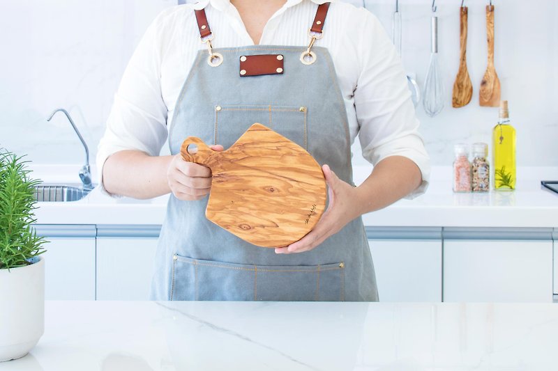 Fan-shaped 24 cm olive wood appetizer dessert plate-dessert afternoon tea/muffin/appetizer - Serving Trays & Cutting Boards - Wood 